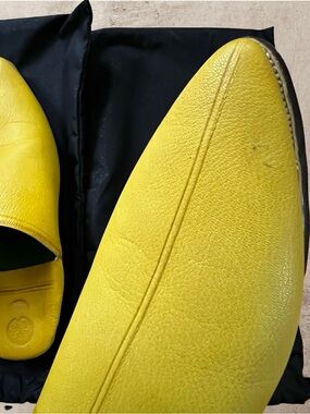 Handmade Moroccan Yellow Leather Babouche Slippers Mules